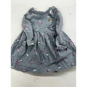 Carters Baby Girls Blue Floral Corduroy Long Sleeve Dress 12M Purple Flowers